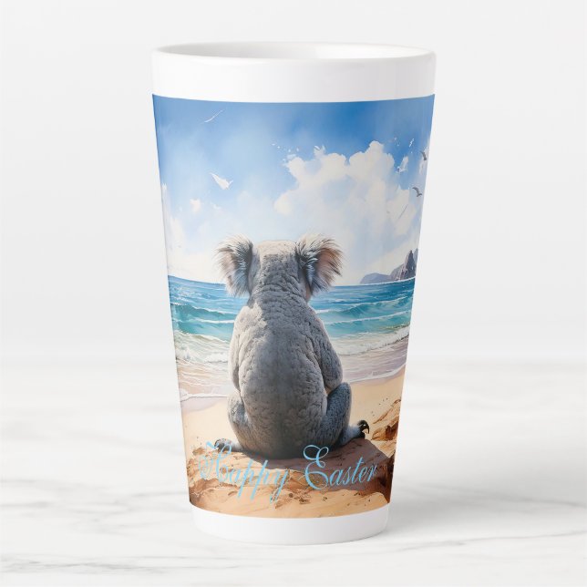 Koala watching the ocean Happy Easter Latte Mug (Front)