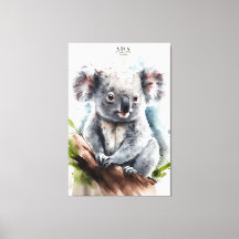 Koala -Watercolor Paint-Stretched Canvas Print
