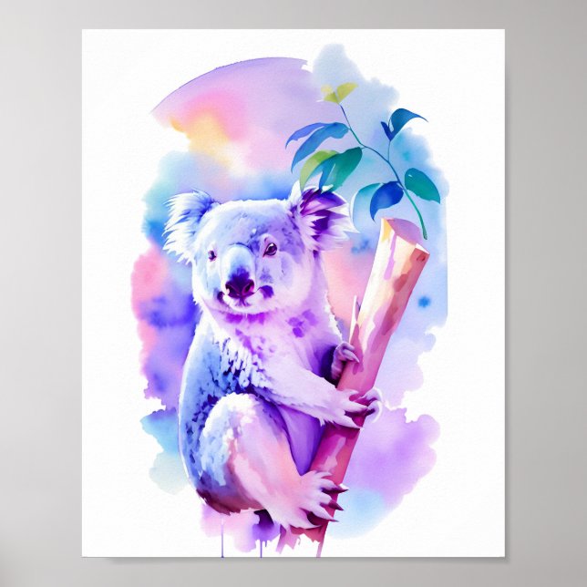 Koala Watercolor Portrait 1 Holiday Postcard Poster (Front)