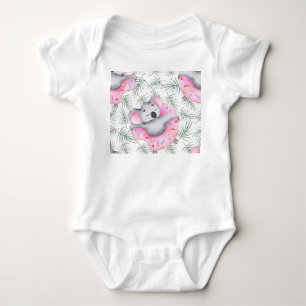 Koala watercolor, tropical pattern. baby bodysuit