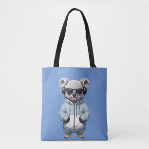 Koala Wearing Hoodie Funny Cool Animal Character  Tote Bag