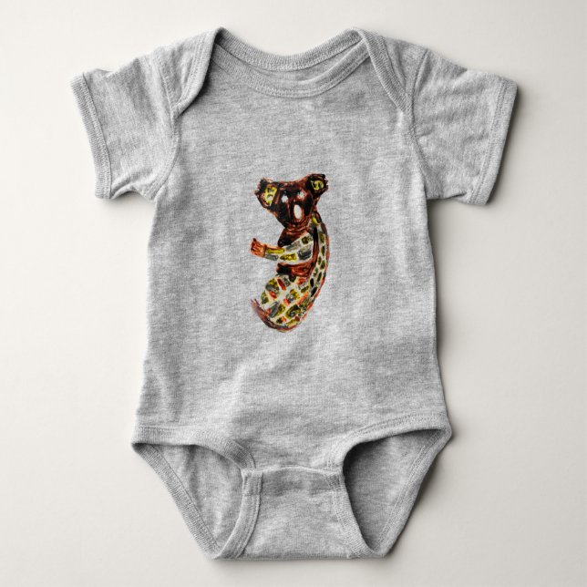 Koala Wild Animal Aboriginal Art Baby Bodysuit (Front)