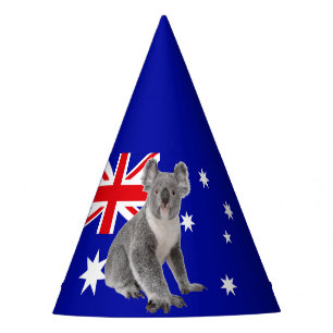Koala with Australian Flag Background Party Hat