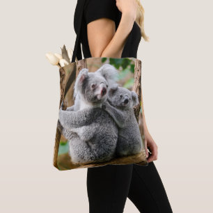 Koala with Baby in a Tree in Australia Tote Bag
