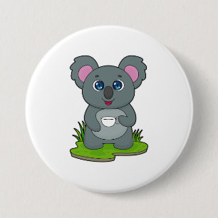 Koala with Coffee cup 7.5 Cm Round Badge