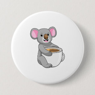 Koala with Coffee Cup 7.5 Cm Round Badge