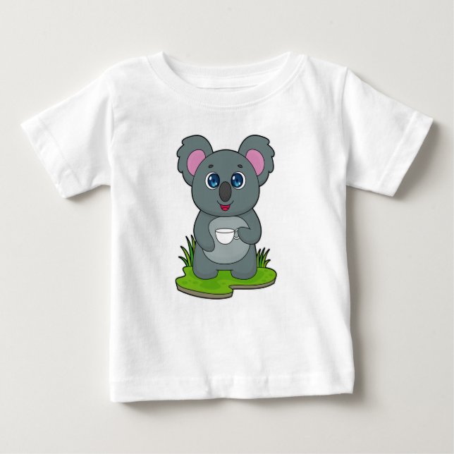 Koala with Coffee cup Baby T-Shirt (Front)