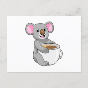 Koala with Coffee Cup Postcard