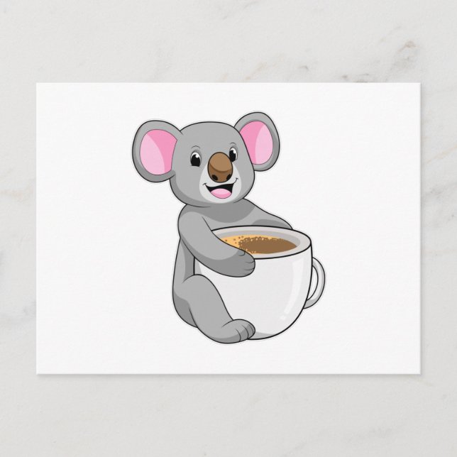 Koala with Coffee Cup Postcard (Front)