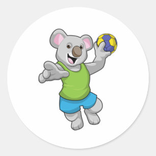 Koala with Handball Sports Classic Round Sticker