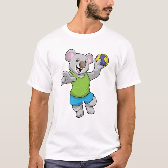 Koala with Handball Sports T-Shirt (Front)