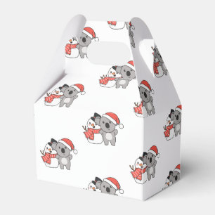 Koala With Snowman In Winter For Christmas Favour  Box