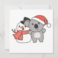 Koala With Snowman In Winter For Christmas Invitat