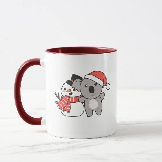 Koala With Snowman In Winter For Christmas Mug (Left)