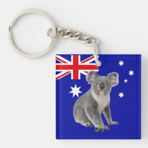 Koala with the Australian flag Key Ring