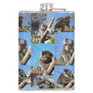 "Koala Wonders: A Heartwarming Photo Collage" Hip Flask