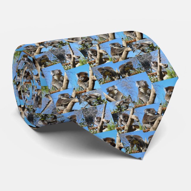 "Koala Wonders: A Heartwarming Photo Collage" Tie (Rolled)