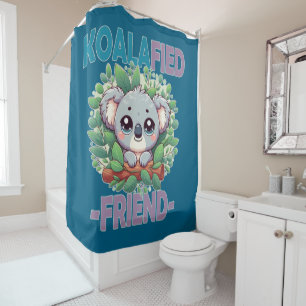Koalafied Friend funny pun Cute baby Koala cartoon Shower Curtain