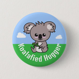"Koalafied Hugger" cute cuddly baby koala 6 Cm Round Badge