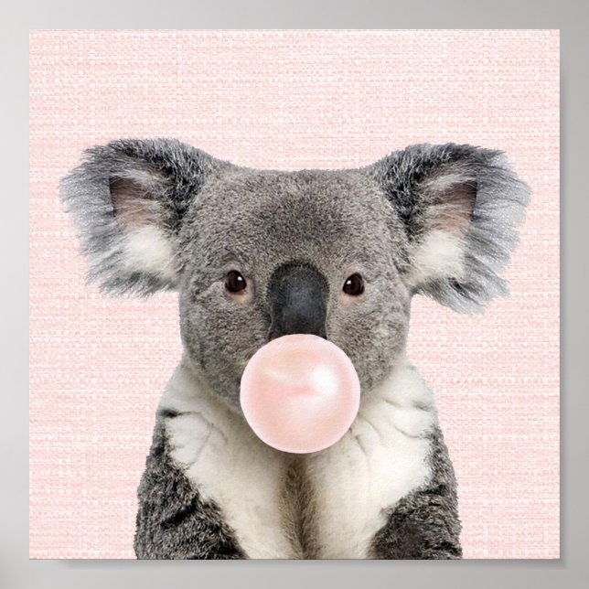Koalas blowing bubble gum poster (Front)