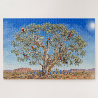 Koalas Drinking Cocktails & Rosellas Custom Name Jigsaw Puzzle