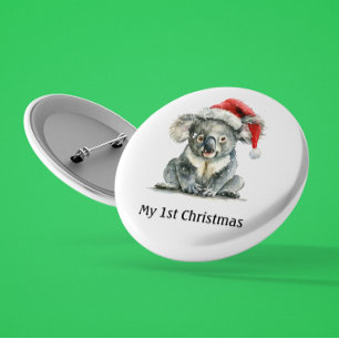 Koala's First Christmas Cuddles, custom 3 Cm Round Badge