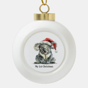 Koala's First Christmas Cuddles, custom Ceramic Ball Christmas Ornament