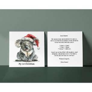 Koala's First Christmas Cuddles, custom Invitation