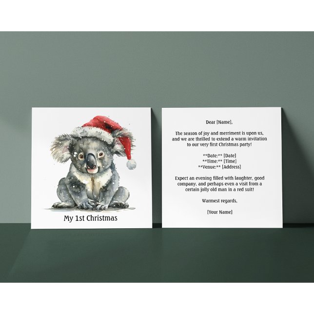 Koala's First Christmas Cuddles, custom Invitation (Creator Uploaded)
