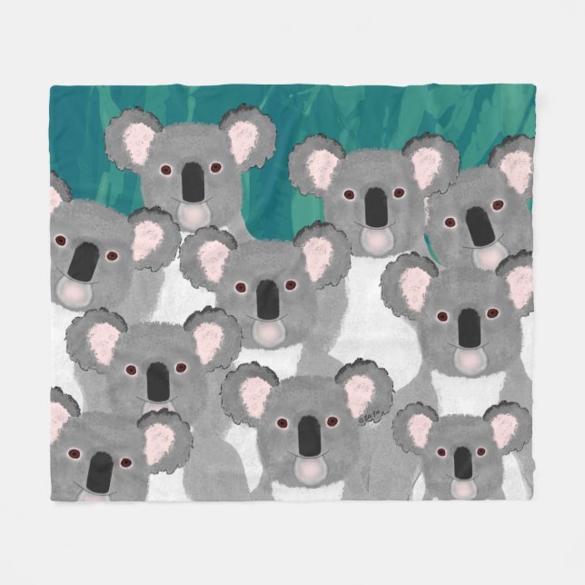Koalas Fleece Blanket (Front (Horizontal))