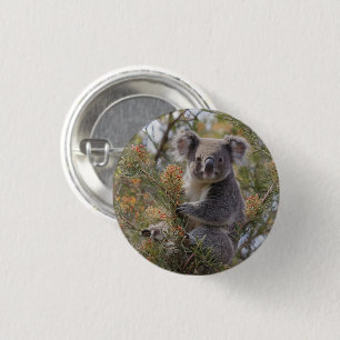 "Koala's Haven: Nestled in a Grevillea Tree" 3 Cm Round Badge