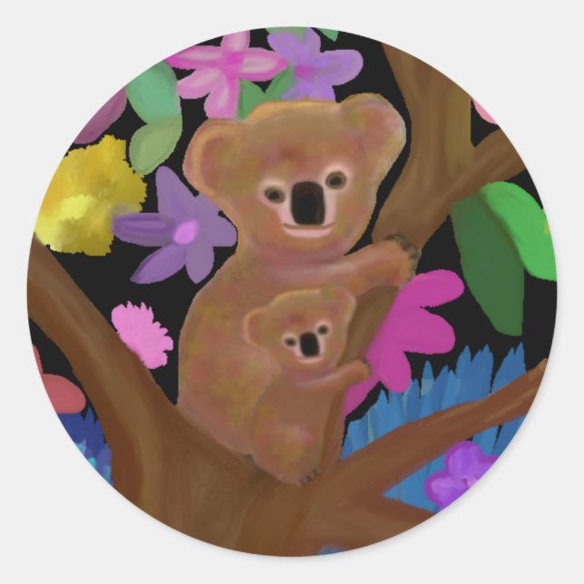 Koalas in the Outback Classic Round Sticker (Front)