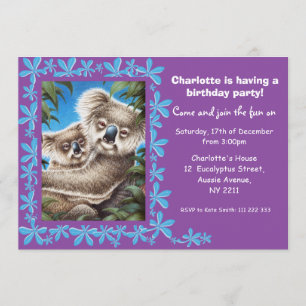 Koalas Kids Birthday Party Invitation