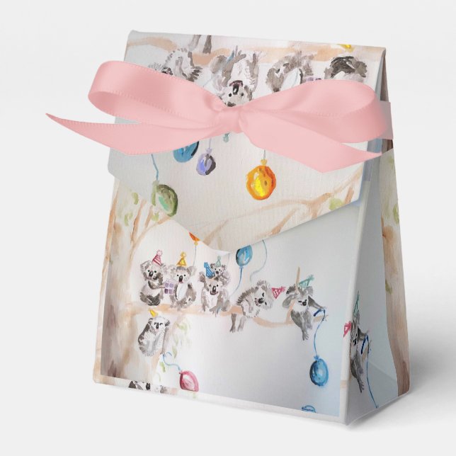 Koalas Koala Art Birthday Party Cake Favour Box (Front Side)