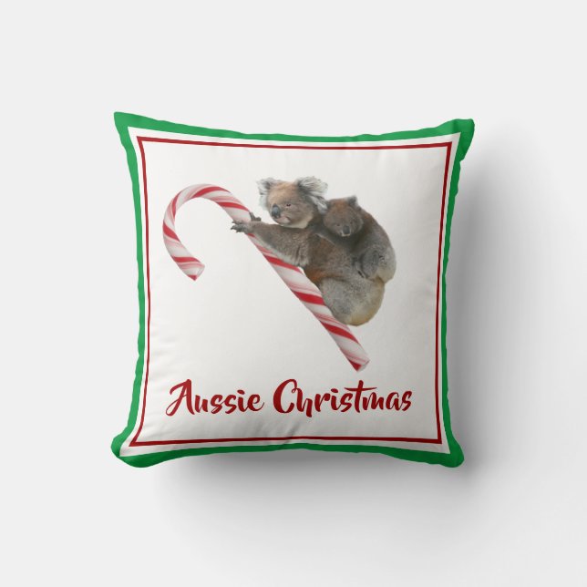 Koalas On Candy Cane Down Under  Cushion (Front)
