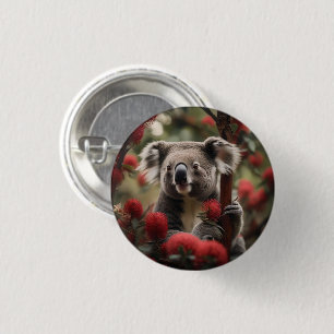 "Koala's Retreat: Nestled in a Red Banksia Tree" 3 Cm Round Badge