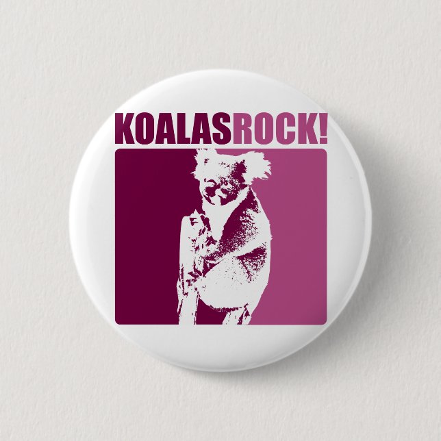 Koalas Rock! 6 Cm Round Badge (Front)