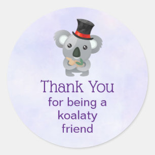 Koalaty Friend Pun Cute Koala in Top Hat Classic Round Sticker