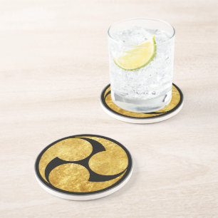Kobayakawa Mon Japanese clan in faux gold Coaster