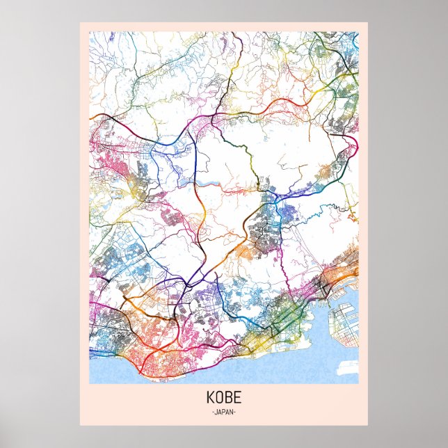 Kobe Japan City Map Poster (Front)