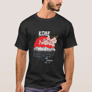 Kobe Japan Flag Cherry Blossom Art Gift Souvenir T-Shirt