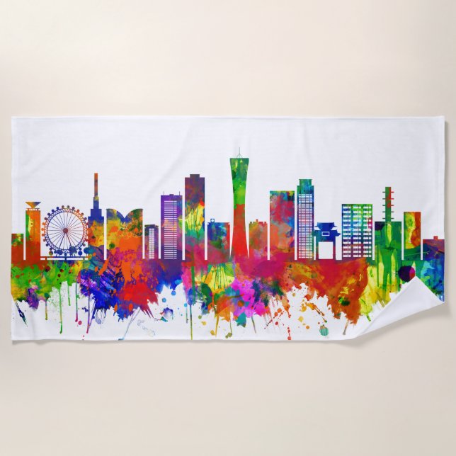 Kobe Japan Skyline Beach Towel (Front)