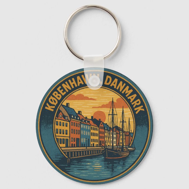 København Nyhavn Harbour Key Ring (Front)