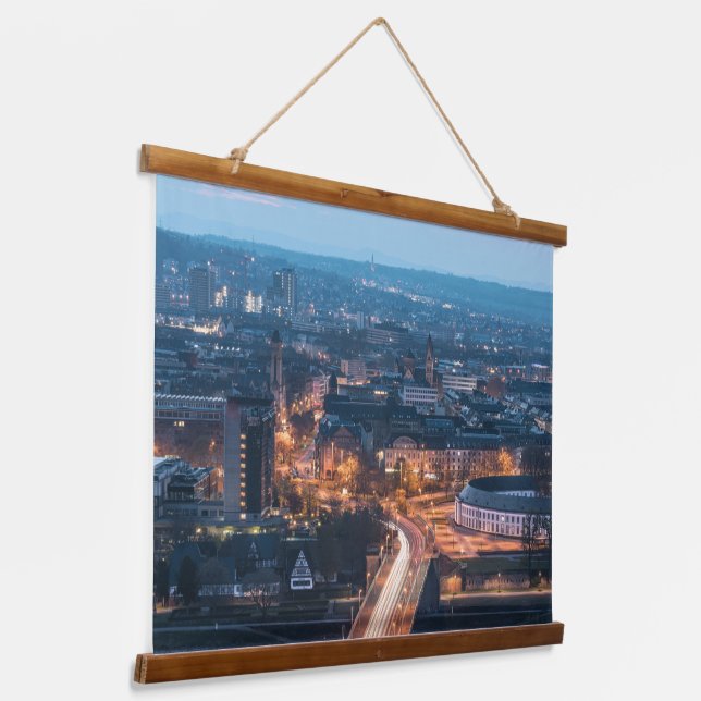 Koblenz at night hanging tapestry (Angled)