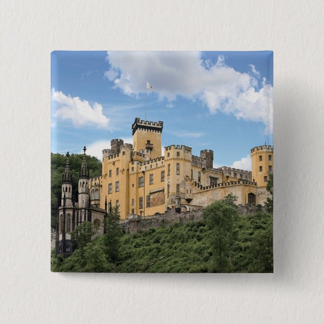 Koblenz, Germany, Stolzenfels Castle, Schloss 15 Cm Square Badge (Front)