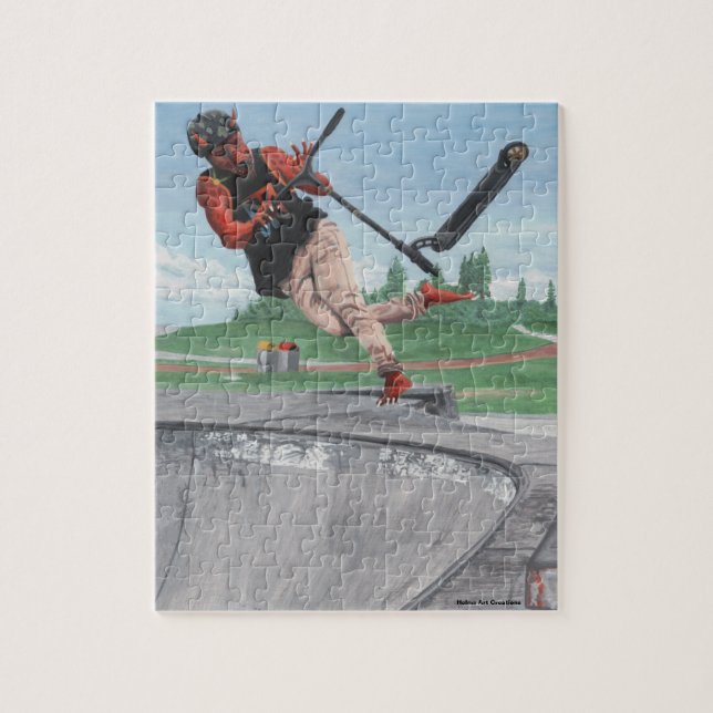 Kobold Kick Scooter Trick Fantasy Art Small Puzzle (Vertical)