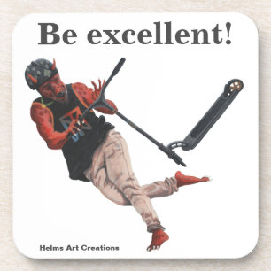 Kobold Kick Scooter Trick Fantasy Plastic Coasters