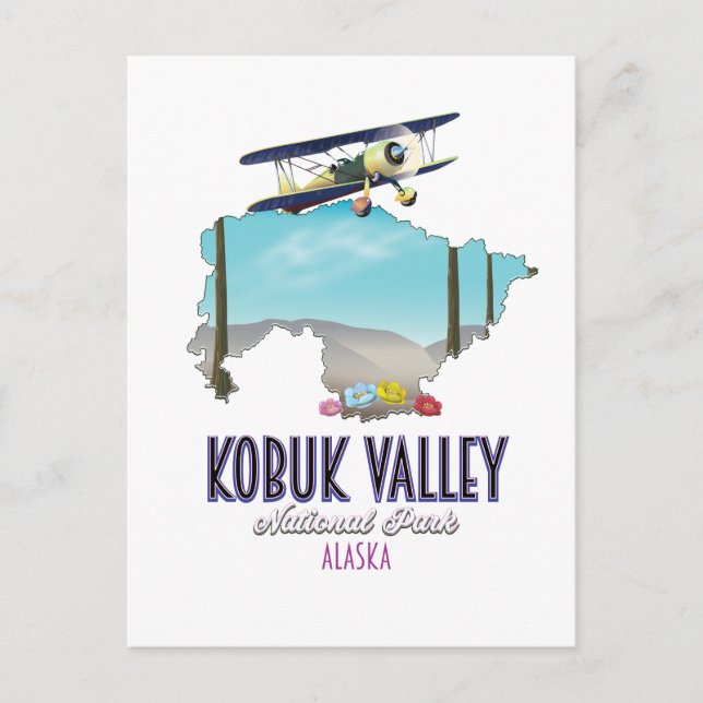 Kobuk Valley Alaska national park map Postcard (Front)