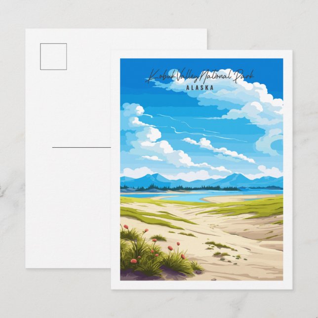 Kobuk Valley Alaska vintage travel illustration Postcard (Front/Back)