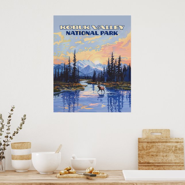Kobuk Valley National Park Alaska Caribou Vintage Poster (Kitchen)